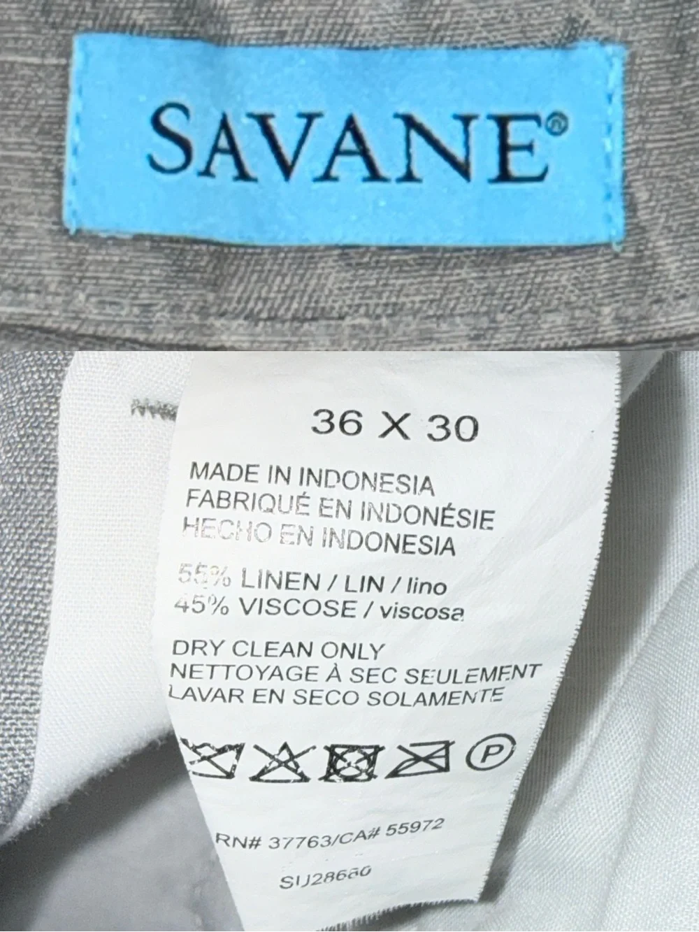 Men's Light Gray Linen Blend Casual Trousers - Classic Straight Fit-36x30-EC